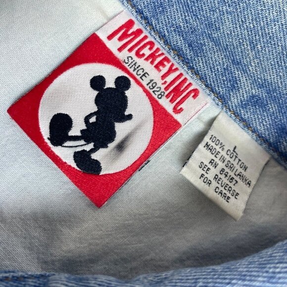 Mickey Inc Unisex Blue Denim Button Down Jacket Sz L - Picture 8 of 9